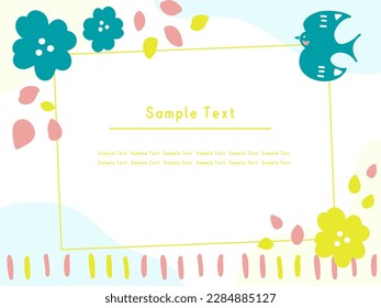This is a Scandinavian-style background frame. It is a picture of swallows and flowers.