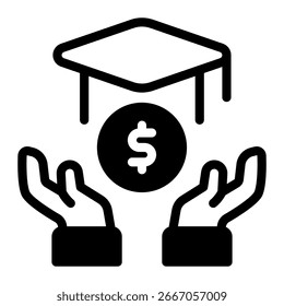 Este ícono de beca es adecuado para la universidad, escuela, Educación, etc.