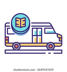 This School bus icon is suitable for Transportation, Travel and Tourism, etc
