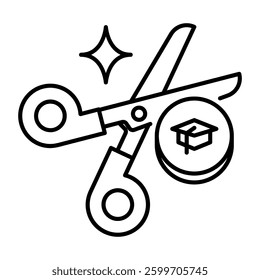 This Scissor icon is suitable for School, College, Education, etc