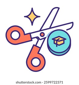 This Scissor icon is suitable for School, College, Education, etc