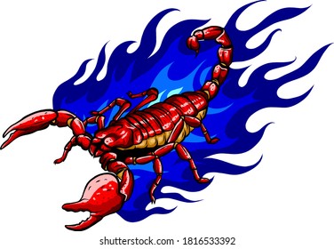 This scorpion with fire vector illustration design