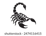 This scorpion silhouette vector illustration in black offers a bold and captivating depiction of a scorpion, rendered with precision in clean, sharp lines.