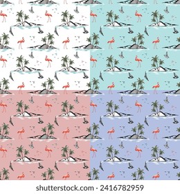 this sea land flamingo pattern design for any clothing design and other fashionable work.