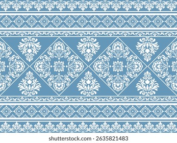 This is a seamless fabric pattern that shows a repeating pattern, inspired by traditional Chinese art. It is usually blue and white. Use it on wallpaper, textiles, curtains, ceramics.