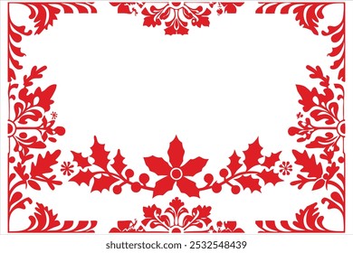 This seamless floral Christmas silhouette border design adds an elegant touch to your holiday projects. Perfect for festive cards, wrapping paper, and digital or print decor.