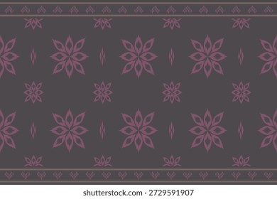 Estes padrões geométricos florais sem costura apresentam um arranjo refinado de motivos de flores ornamentais em tons suaves de rosa definidos contra um fundo profundo de carvão- marrom. O design é construído em torno de elementos simétricos e repetitivos que equilibram delicadas formas florais com acentos geométricos limpos, criando um padrão de superfície atemporal e versátil. O contraste entre os motivos rosa silenciado e fundo escuro e temperado dá ao padrão um caráter sofisticado e elegante, preservando uma sensação feminina suave. 
 Os elementos florais são inspirados por tradições folclóricas e decorativas, estilizadas em formas geométricas modernas. Cada flor é cuidadosamente espaçada para manter o ritmo visual e a harmonia em todo o layout repetitivo. Pequenos detalhes em forma de diamante. E textura e estrutura sutis, melhorando a composição geral sem sobrecarregar o design. Este equilíbrio pensativo entre ornamento e simplicidade torna o padrão visualmente envolvente, mas fácil de usar em uma ampla gama de aplicações.
