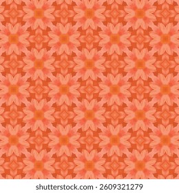 This seamless floral pattern in soft orange tones gives a soft and warm feel, perfect for adding a touch of luxury to a bright and inviting atmosphere in a unique modern setting.