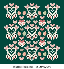  This seamless flower pattern features an elegant arrangement of hearts, creating a visually appealing design