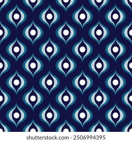 This seamless geometric pattern features a modern navy blue and white color scheme, perfect for stylish and contemporary designs. Ideal for wallpapers, textiles, and decorative prints