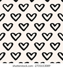 Este patrón de corazón dibujado a mano sin fisuras presenta corazones negros audaces repetidos en un fondo suave y claro, creando una textura monocromática encantadora y moderna. El diseño abstracto simple combina el romance lúdico con un estilo minimalista limpio, lo que lo hace ideal para fondos, patrones y texturas decorativas. Los corazones de pincelada orgánica agregan una sensación artesanal, perfecta para Fondos de pantalla, textiles, impresiones de telas, papel de regalo, papelería, empaques, marcas y diseños digitales. Este patrón de repetición funciona muy bien para temas de amor, conceptos de San Valentín, decoración moderna y diseños de superficie con estilo, ofreciendo una estética atemporal en blanco y negro con un toque cálido y creativo.