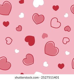 This seamless heart pattern featuring heart doodles in a charming and minimal pattern, this heart graphic is perfect for creating beautiful, eye-catching designs. heart pattern vector, love pattern