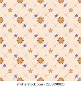 In this seamless pattern, it consists of colorful floral graphics on a harmonious background. Decorated with a cross, a circle is placed on top of the cross, looking warm and beautiful.