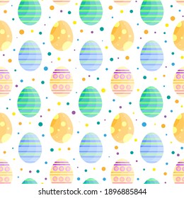 This is a seamless pattern of Easter eggs on a white background. Wrapping paper.