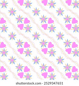 This seamless pattern featunes a captivating blend of geometris and pastel palette design. 
