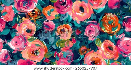 This seamless pattern features beautifully painted watercolor roses in various vibrant colors. The design is ideal for backgrounds, textiles, and stationery, showcasing an elegant floral theme
