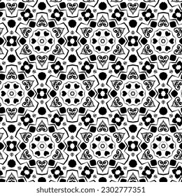 This seamless pattern features a collection of bold, abstract shapes arranged in a harmonious and eye-catching manner. 