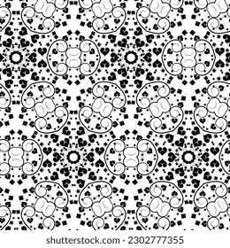 This seamless pattern features a collection of bold, abstract shapes arranged in a harmonious and eye-catching manner. 