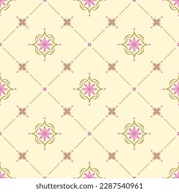 In diesem nahtlosen Muster wird die geometrische rosa Blume platziert und wie eine Blume dekoriert, die auf einem soliden Hintergrund glänzt. Es sieht ausgesprochen elegant und schön aus.