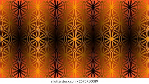 This is a seamless pattern with an orange geometric design and black gradient, highlighting a futuristic and aesthetic symmetry.