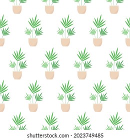 This is a seamless pattern texture of the house plants on a white background. Vector wrapping paper.