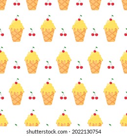 This is a seamless pattern texture of ice cream on a white background. Vector wrapping paper.