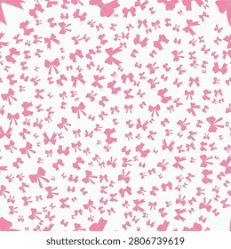This seamless textile print displays a dense collection of cute ribbons in varied sizes creating a charming feminine