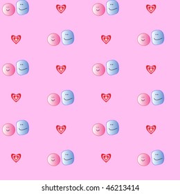 This is a seamless texture. A pair of smiles. Valentine's Day.