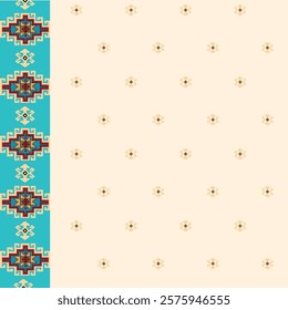 This seamless Uzbek-Turkic inspired design features vibrant geometric patterns and floral elements, perfect for adding timeless ethnic charm to any decor