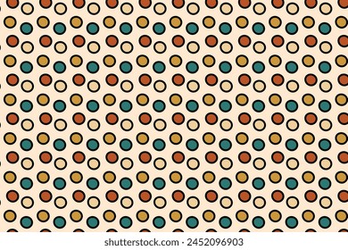 This seamless vector pattern exudes timeless charm with its irregular vintage-colored circles. A bundle of random round geometrical shapes in a soothing cream hue 
