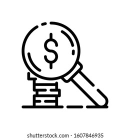 this is search currency vector icon on a white background.