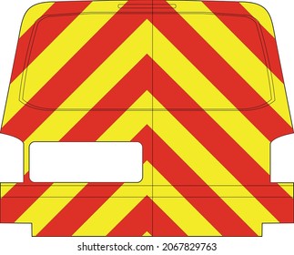 This section deals with vehicle mounted signs and vehicle conspicuity markings, Rear mounted chevron markings, road signs in the United Kingdom
