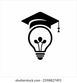 This sector features a light bulb icon with a graduation cap in a black and white monochrome design