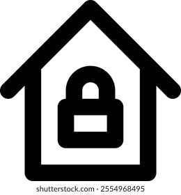 This secure padlock real estate icon symbolizes property security, ideal for illustrating safe investments, protected homes, and secure real estate transactions in marketing content.