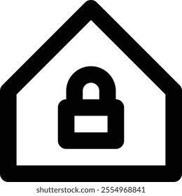 This secure padlock real estate icon symbolizes property security, ideal for illustrating safe investments, protected homes, and secure real estate transactions in marketing content.