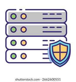 Este ícone de Servidor Seguro é adequado para Segurança de Rede, Segurança Digital etc
