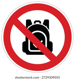 This security warning symbol signifies that carrying backpacks is forbidden. Common in museums, schools, or event venues.
