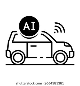 Este ícone de carro auto dirigível é adequado para inteligência artificial, Chatbot, etc