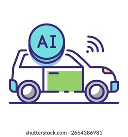 This Self-Driving Car icon is suitable for Artificial Intelegence, Chatbot, etc
