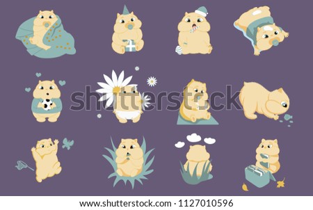 This Set 12 Cute Baby Hamsters Stock Vector Royalty Free