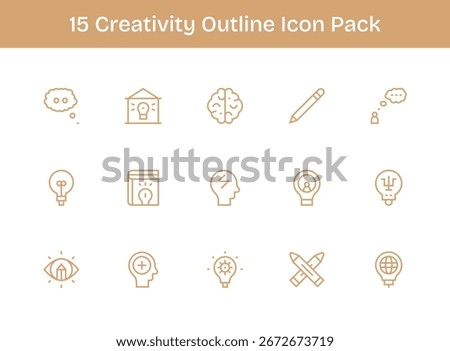 This set of 15 Outline icons captures Creativity themes, perfect for tech and business applications.
