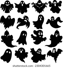 This set of 16 ghost vector silhouettes is perfect for all your spooky design needs this Halloween. 