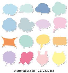 This is a set of 16 loose handwritten style callouts. Simple and colorful speech balloons are processed in a sticker style. 