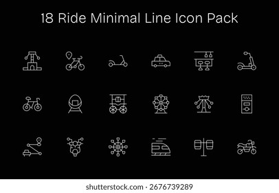 Este conjunto de 18 iconos de Minimal Line captura temas de Ride, perfectos para aplicaciones tecnológicas y empresariales.