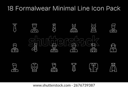 This set of 18 Minimal Line icons captures Formalwear themes, perfect for tech and business applications.