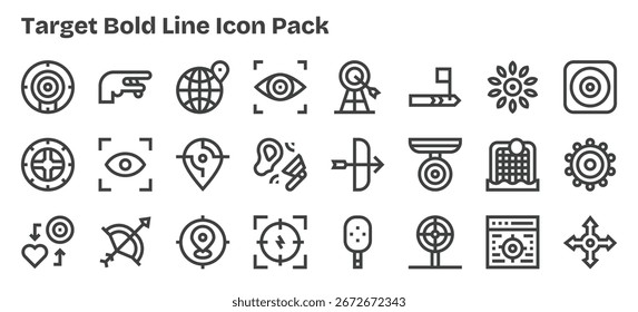 Este conjunto de 24 iconos de Bold Outline captura temas de Target, perfectos para aplicaciones tecnológicas y empresariales.