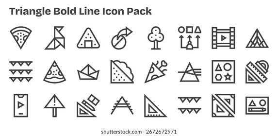 Este conjunto de 24 iconos de Bold Outline captura temas de Triángulo, perfectos para aplicaciones tecnológicas y empresariales.