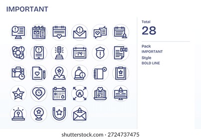 Este conjunto de 28 iconos de Bold Line captura temas importantes, perfectos para aplicaciones tecnológicas y empresariales.