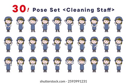 This is a set of 30 posed illustrations of the “Cleaning Staff”.
