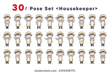 This is a set of 30 posed illustrations of the “Housekeeper”.